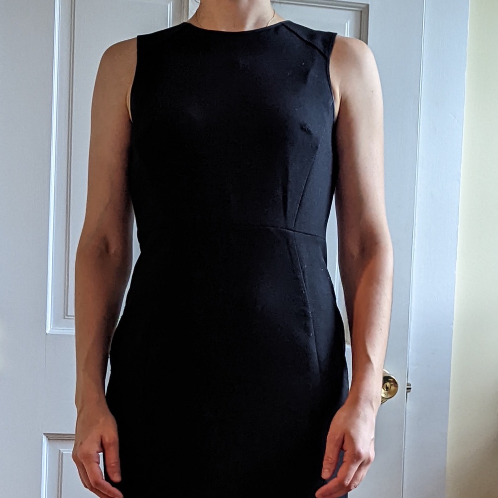 Ann Taylor LOFT Career Panel Black Sheath Dress Size 0